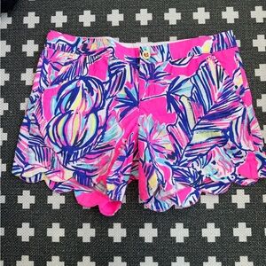 Lilly Pulitzer Bright Pink Tropical Print High Waist Shorts